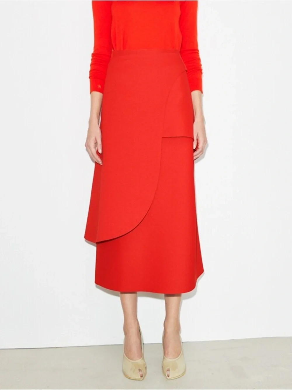 Tory Burch Crepe Asymmetrical Wrap Skirt